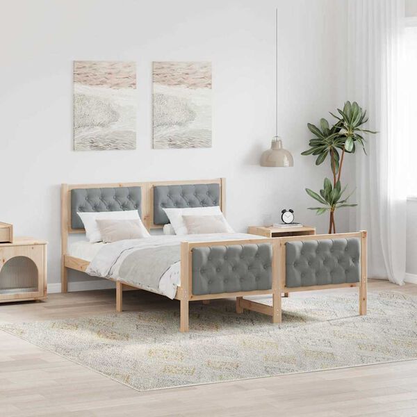 vidaXL Bed Frame Light Grey 140 x 200 cm Solid Pine Wood