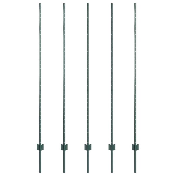 vidaXL Fence Post 5 pcs Green 150 cm Steel