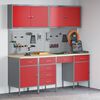 vidaXL Work Bench with Drawer 10 pcs Red 200 x 55 x 200 cm Steel