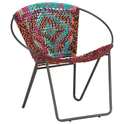 vidaXL Circle Chair Multicolours Chindi Fabric