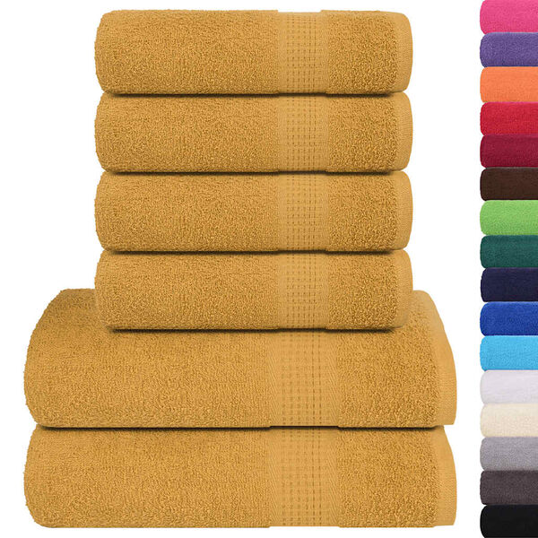 vidaXL 6 Piece Towel Set "FROGN" Gold 360 gsm