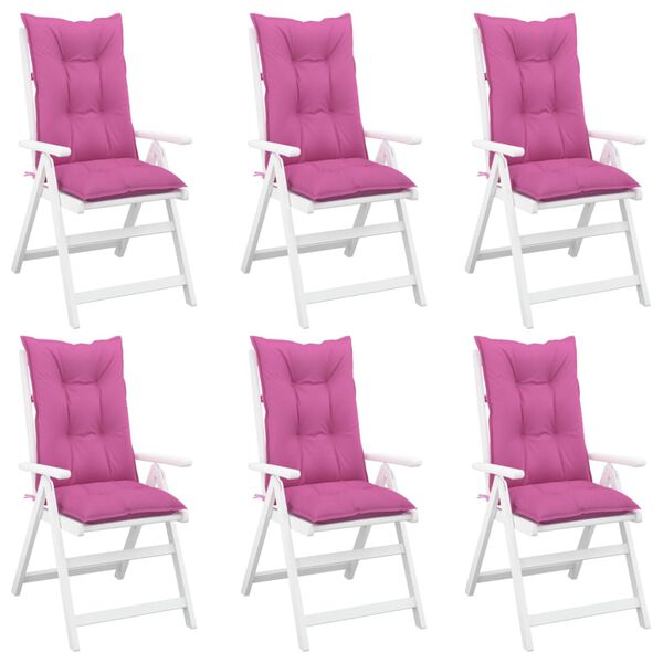 vidaXL Garden Highback Chair Cushions 6 pcs Pink 120x50x7 cm Fabric