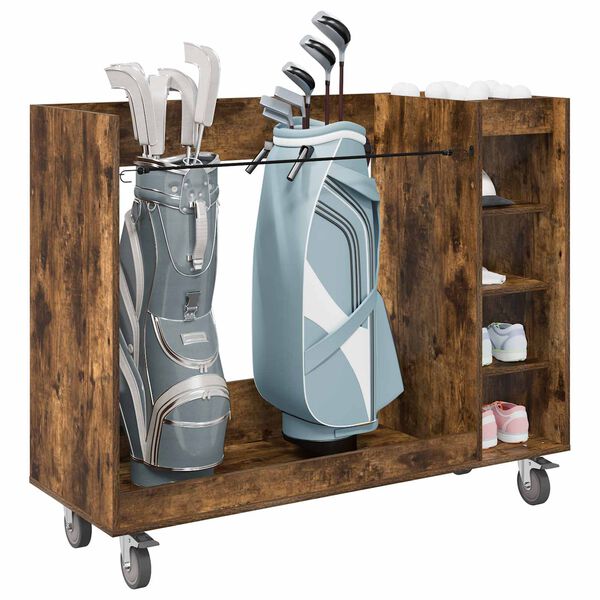vidaXL Golf Cabinet with Wheel Plain Smoked Oak 120 x 45 x 98 cm