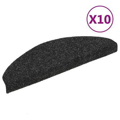vidaXL Self-adhesive Stair Mats 10 pcs Black 65x21x4 cm Needle Punch