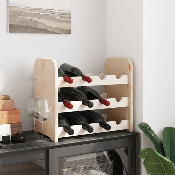 vidaXL Wine Rack 43x25x37 cm Solid Wood Pine