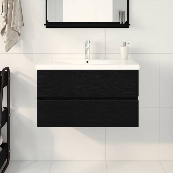 vidaXL Sink Cabinet Black oak 80 x 39 x 62 cm Engineered wood