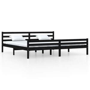 vidaXL Bed Frame without Mattress Black Solid Wood 200x200 cm