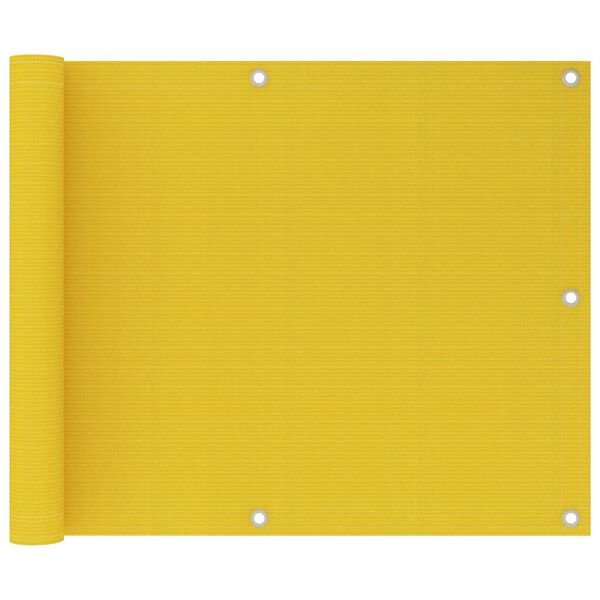 vidaXL Balcony Screen Yellow 75x600 cm HDPE