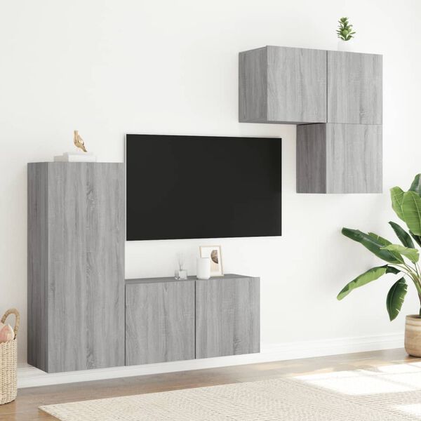 vidaXL 4 Piece TV Wall Units Grey Sonoma Engineered Wood