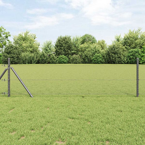 vidaXL Hexagon Fence Grey 0.4 x 25 m Steel