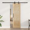 vidaXL Sliding Door Natural and Black 61 x 198.5 cm Solid Pine Wood