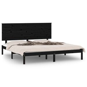 vidaXL Bed Frame without Mattress Black 200x200 cm Solid Wood Pine
