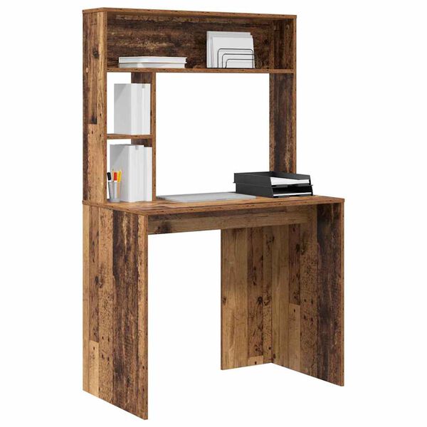 vidaXL Desk with Shelf Old Wood 91 x 50 x 149 cm Engineered Wood