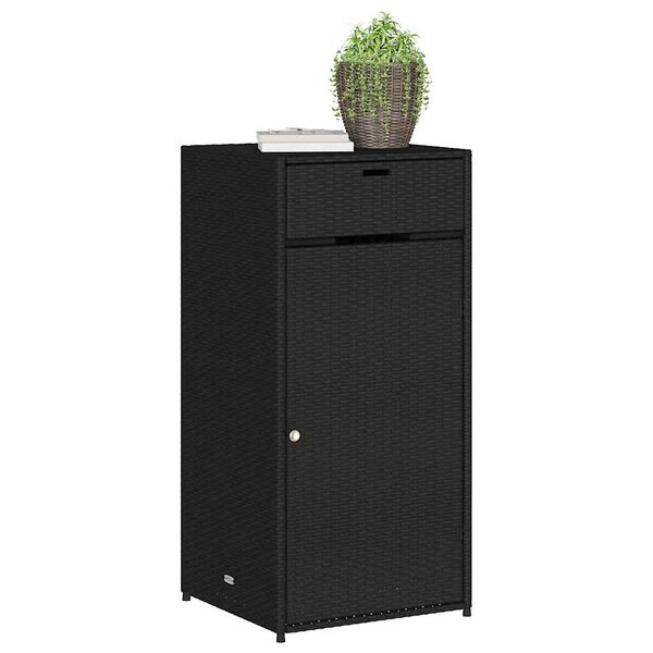 vidaXL Garden Storage Cabinet Black 55x55x111 cm Poly Rattan