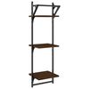 vidaXL 3-Tier Wall Shelves with Bars 2 pcs Brown Oak 30x25x100 cm