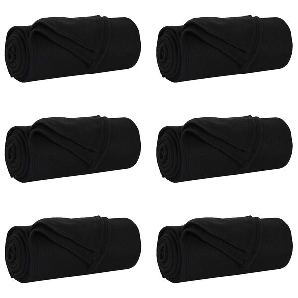 vidaXL Throw Blankets 6 pcs Black 270 x 240 cm Fleece