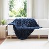 vidaXL Faux Rabbit Fur Blanket 4 pcs Marine Blue 130 x 150 cm