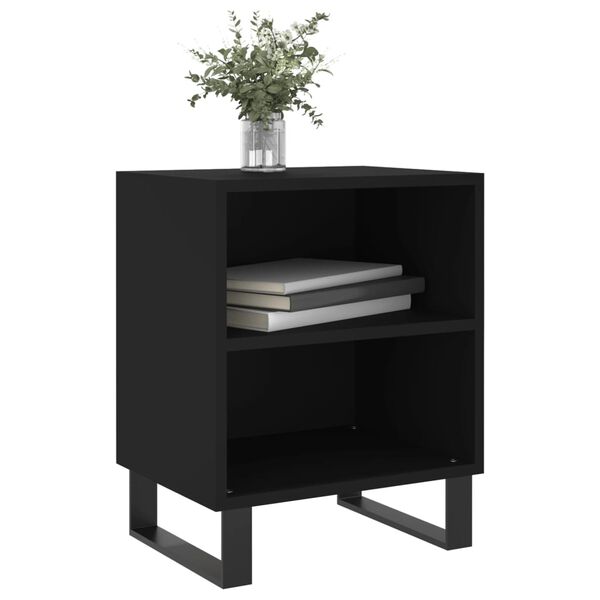 vidaXL Bedside Cabinet Black 40x30x50 cm Engineered Wood