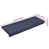 vidaXL Stair Mats 15 pcs 65x21x4 cm Dark Grey and Blue Rectangular Edge