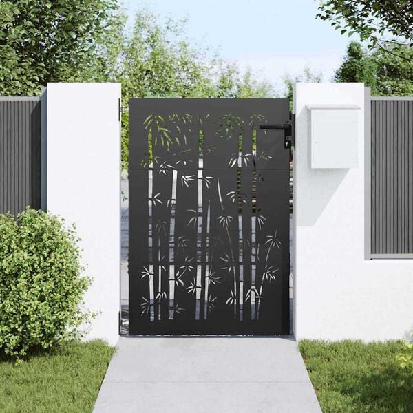 vidaXL Garden Gate 85x125 cm Corten Steel Bamboo Design