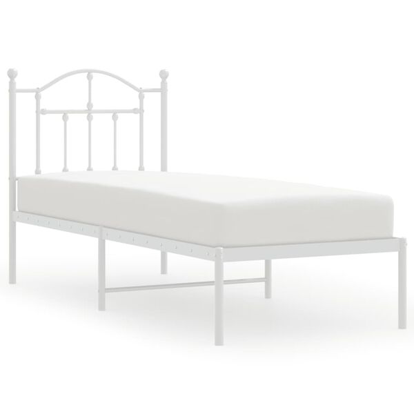 vidaXL Metal Bed Frame without Mattress with Headboard White 75x190cm