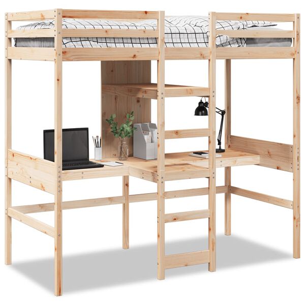 vidaXL Loft Bed Frame without Mattress 80x200cm Solid Wood Pine
