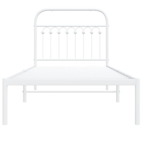 vidaXL Metal Bed Frame without Mattress with Headboard White 90x200cm