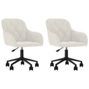 vidaXL Swivel Dining Chairs 2 pcs Cream Velvet