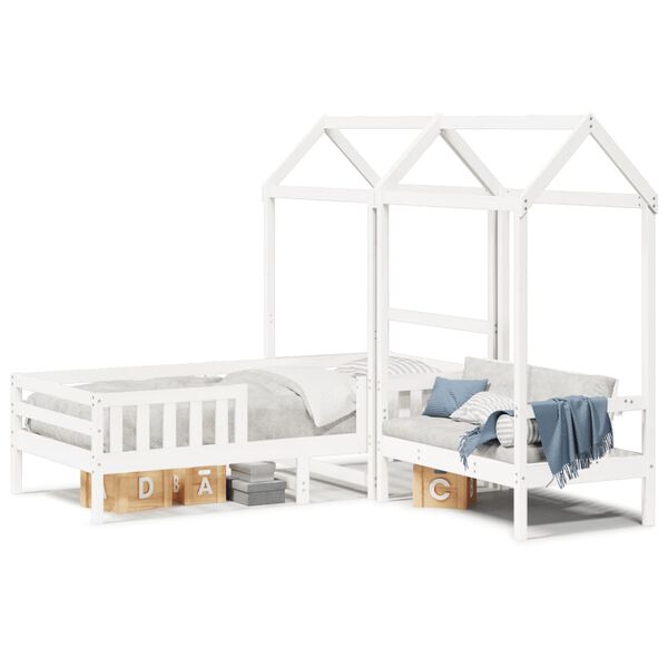 vidaXL Bed and Bench Set with Roof without Mattress White 80x200 cm
