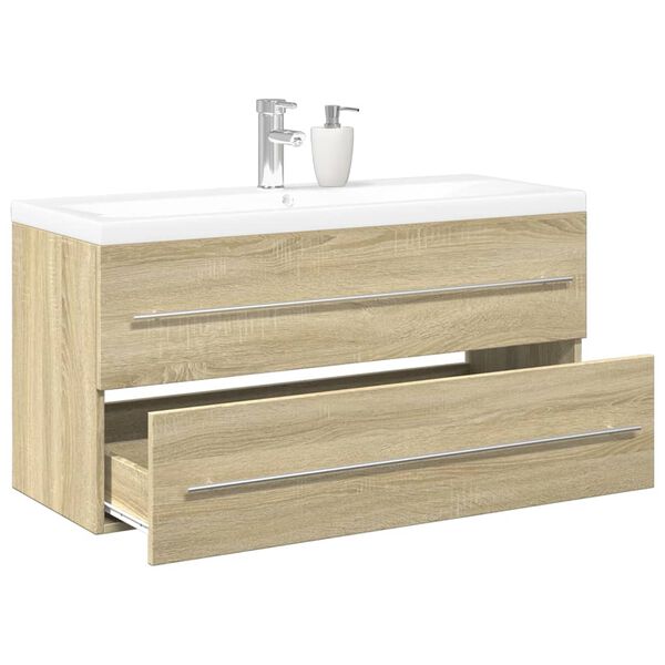 vidaXL 2 Piece Bathroom Furniture Set Sonoma Oak Engineered Wood