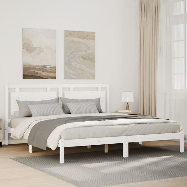 vidaXL Extra Long Bed Frame without Mattress White 200x220 cm Solid Wood