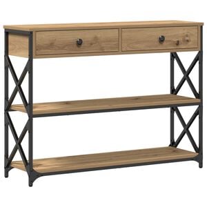 vidaXL Console Table with Drawer Artisan oak 100 x 28 x 75 cm