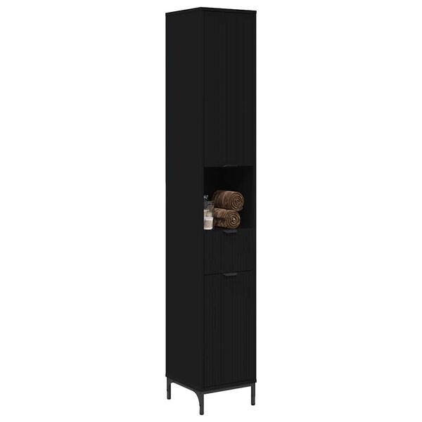 vidaXL Bathroom Cabinet with Drawer with Door Black 31.5 x 33 x 190 cm