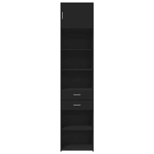 vidaXL Slim Storage Cabinet Black 50x42.5x225 cm Engineered Wood