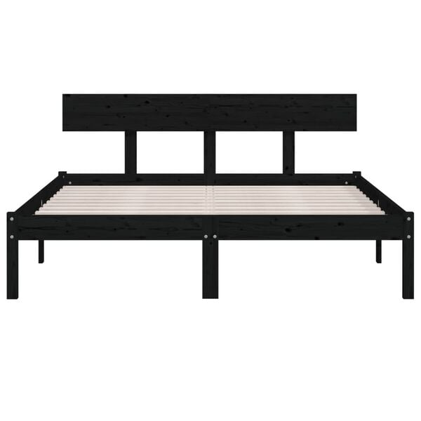 vidaXL Bed Frame without Mattress Black Solid Wood Pine King Size