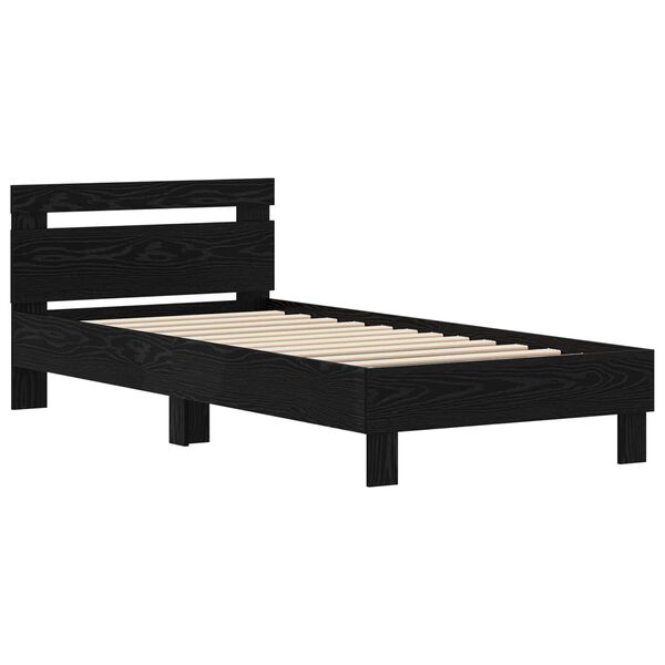 vidaXL Bed Frame Black Oak 98.5 x 200 cm Engineered Wood