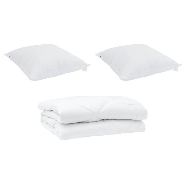 vidaXL Summer Duvet with Pillow 3 pcs White Microfibre