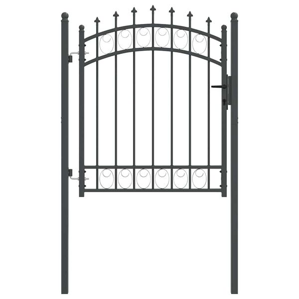 vidaXL Fence Gate with Spikes Grey 125 x 100 cm Powder-coated steel