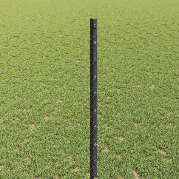 vidaXL Fence with Post Grey 1.4 x 25 m Steel