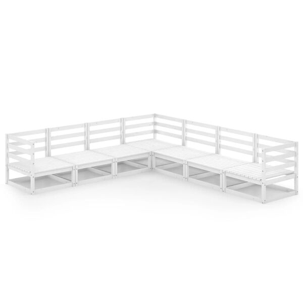 vidaXL 7 Piece Garden Lounge Set White Solid Pinewood