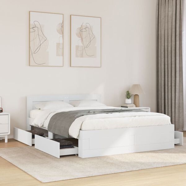 vidaXL Bed Frame with Headboard without Mattress White 120x200 cm