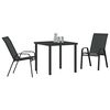 vidaXL Garden Dining Set 3 pcs Black Powder-coated Steel