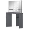 vidaXL Corner Dressing Table with LED Grey 111x54x141.5 cm