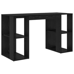 vidaXL Desk with Shelf Black Oak 130 x 50.5 x 75 cm Engineered Wood
