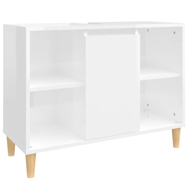 vidaXL Sink Cabinet High Gloss White 80x33x60 cm Engineered Wood