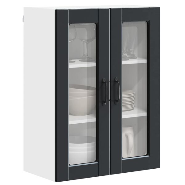 vidaXL Kitchen Cabinet with Door Black 60 x 31 x 80 cm Engineered Wood