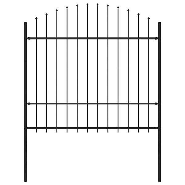 vidaXL Garden Fence with Spear Top Steel 170x175 cm Black