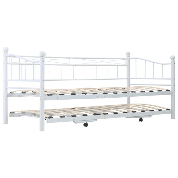vidaXL Bed Frame without Mattress White Steel 180x200/90x200 cm