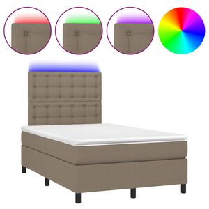 vidaXL Box Spring Bed with Mattress&LED Taupe 120x200 cm Fabric