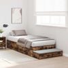 vidaXL Storage Bed Frame with Drawer Smoked Oak 80 cm Engineered Wood